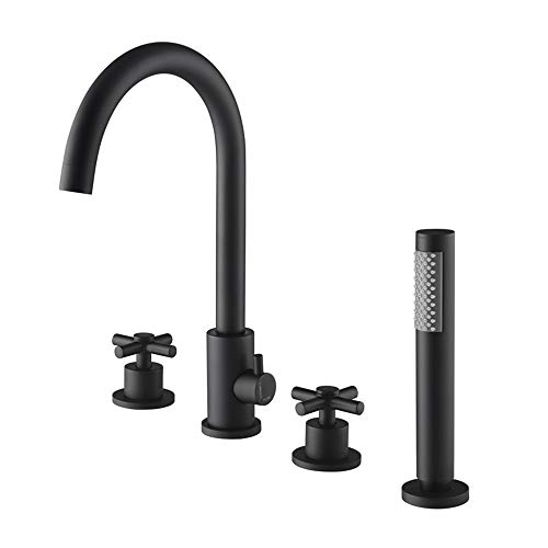 Duschbadewanne Wasserhahn mit Hand Dusche Messing Badewanne Füllstoff Set Deck montiert multifunktional Doppelkreuzgriff Badezimmer Duschmischmischer Zapfs von ZCCZJS