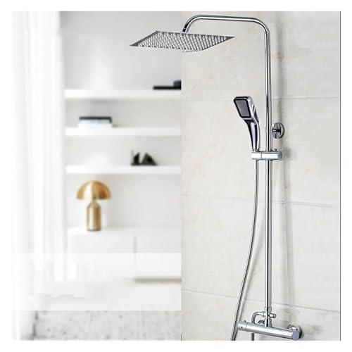 Duschkopf Dusche, verchromt poliertes Badezimmer thermostatische Badewanne Duschwasser Wasserhahn Wasserhahnmischer Tipp 8-16 Zoll Niederschlag Duschkopf Dusch Set Niederschlag Duschkopf UI von ZCCZJS