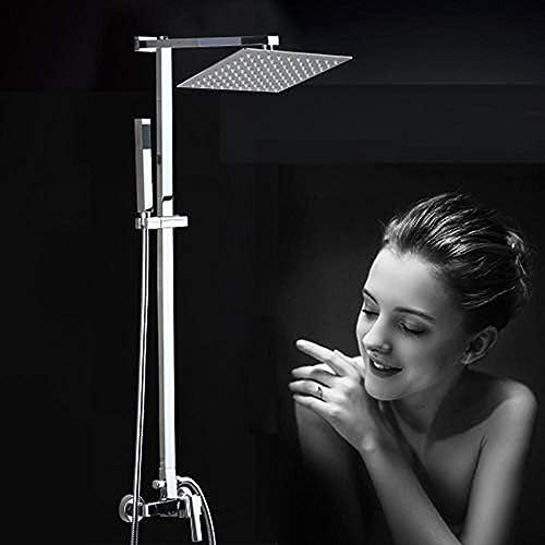 Duschkopf -Duschkits, verchromte Wandhalterung 8 "Big Regen Duschschuhe Mixer Wasserhahn Badezimmer Dusche mit Einstellhöhe Handheld Duschschubtauharmatur UI von ZCCZJS