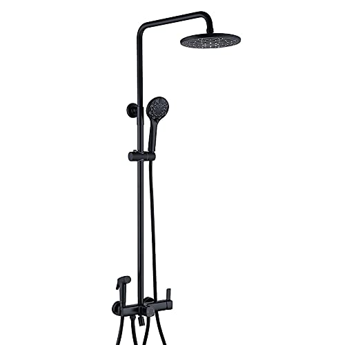 Duschkopf Duschsystem mit Badewanne Ausguss Regenmixer Duschkombination mit Niederschlag Duschkopf Duschhahn Set mit Handheld -Combo -Set, Bidet Sprayer, schwarze (schwarze) Dusch UI von ZCCZJS