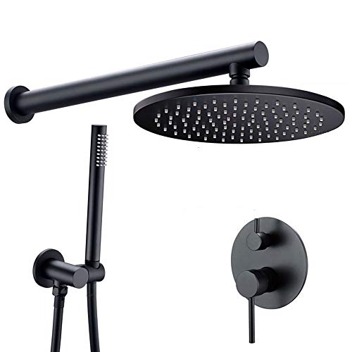 Duschkopf Handheld Duschenhower System Schwarzes Luxus -Mixer -Dusch -Set wandmontiertes Multifunktionsgriff Duschkombination mit runden Duschkopf, Handschuhe, 8 Zoll (12 Zoll) Dusch UI von ZCCZJS