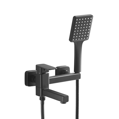 Duschmixer Badmixer Haken mit Dusche Schwarz Wandmontaged Tap Messing rotierender Tap Einer Hebel Duschmischer Duschkopf und Schlauchset für Bad Taps-B Enterprise Mixer Dusch UI Duschmixer Badmixer Haken mit Dusche Schwarz Wandmontaged Tap Messing rotierender Tap Einer Hebel Duschmischer Duschkopf und Schlauchset für Bad Taps-B Enterprise Mixer Dusch UI von ZCCZJS