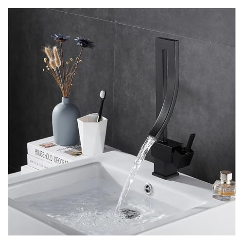 Europäischer Stil schwarzer Messing Spüle Einer Loch Griff Rotary Mixer Basin Wasserhahn Gold Küchenarmatur -Mixer Taps Chrom, Easy Installation von ZCCZJS