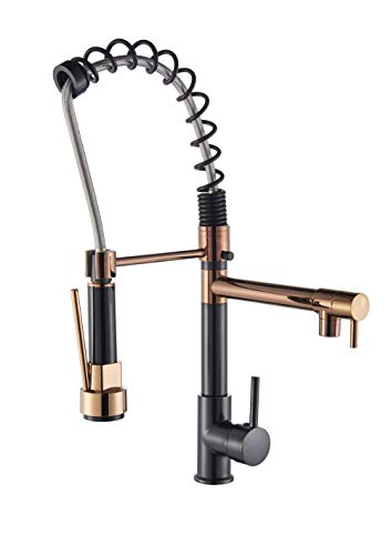 Küchenhahn Wasserhahn Küche Wasserhahn, Pise Side Sprayer Dual Ausguss Einzelgriff, 360 Rotatiokitchen -Wasserhähne, G Spray gebürstet Nickel Messing, für Homkitchen, Orb+Messing von ZCCZJS