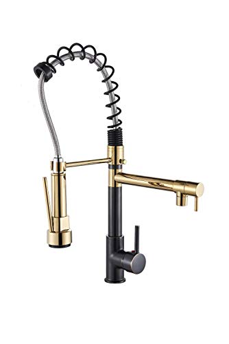 Küchenhahn Wasserhahn Küche Wasserhahn, Pise Side Sprayer Dual Ausguss Einzelgriff, 360 Rotatiokitchen -Wasserhähne, G Spray gebürstet Nickel Messing, für Homkitchen, Orb+Messing von ZCCZJS