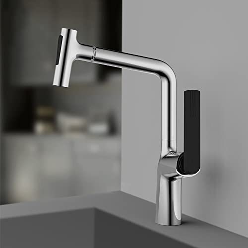 Kupferküchenhahn mit Auszugsspray und 360 -Grad -Rotation zum Waschen des Waschens Wasserhahn moderner gebürsteter Nickel -Finish hoher Lichtbogen Schwenkspitze Einzugsspüle Spülbecken Wasserhahn von ZCCZJS
