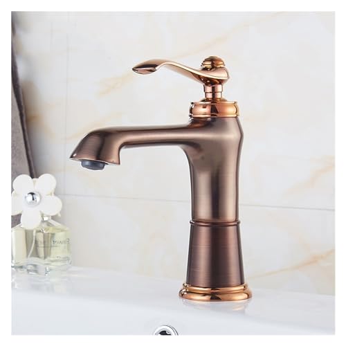 Messing Jade Heiße und kalte Wasserhähne braune Badezimmerbecken Wasserhahn ein Loch Roségold -Waschbecken Wasserhahn, einfache Installation Messing Jade Heiße und kalte Wasserhähne braune Badezimmerbecken Wasserhahn ein Loch Roségold -Waschbecken Wasserhahn, einfache Installation von ZCCZJS