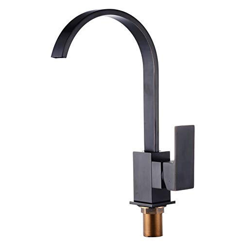 Mixer Tap Europäischer Retro-Küchenarmatur Rotatable Einhebermischer Mixer Spüle Tap Kreative Persönlichkeit U-förmig heißes kaltes Wasserhahn Antiquitätenschwarzes Messing Finish von ZCCZJS