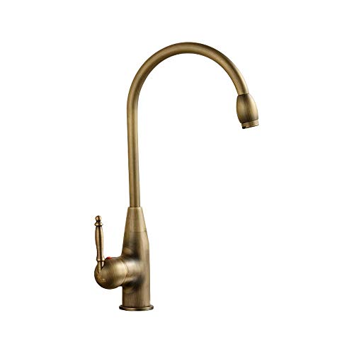 Mixer Tap Retro Antique Vintage Kupfer antiker Griff einloch ein Loch Küchenschale Becken Wasserhahn Wasserhahn gebürstetem Messing Mixer Hahn von ZCCZJS