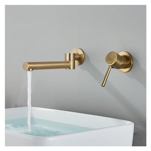 Moderne gebürstete goldene Duallöcher Wandmontaged Bad Waschbecken Wasserhahn mit rotierender Ausstrich Moderne gebürstete goldene Duallöcher Wandmontaged Bad Waschbecken Wasserhahn mit rotierender Ausstrich von ZCCZJS