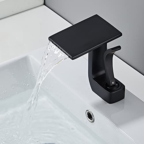 Moderner Wasserfall -Beckenmischer Tap Eingriff Messing Spüle Wasserhahn Schwarz und Silber Finish von ZCCZJS