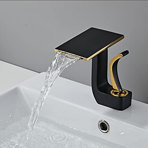 Moderner Wasserfall -Beckenmischer Tap Eingriff Messing Spüle Wasserhahn Schwarz und Silber Finish von ZCCZJS