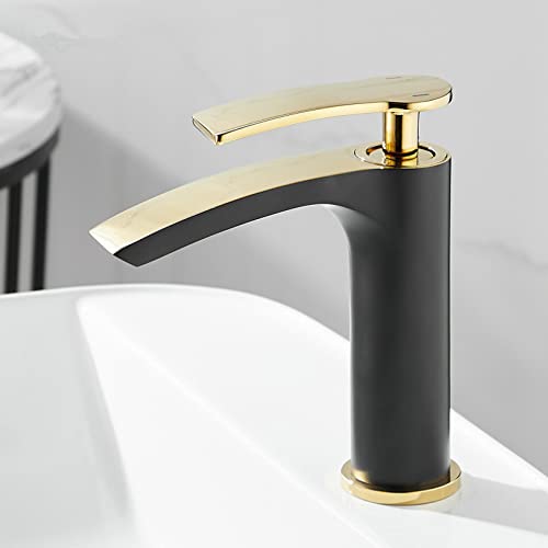 Modernes Messing Badezimmer Wasserhahn Gold und Schwarzer Beckenmixer für Waschbecken Deck montiert heiß und kaltes Wasser Wasserhahn stilvolles Weiß und Gold Design Modernes Messing Badezimmer Wasserhahn Gold und Schwarzer Beckenmixer für Waschbecken Deck montiert heiß und kaltes Wasser Wasserhahn stilvolles Weiß und Gold Design von ZCCZJS