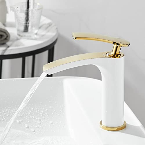 Modernes Messing Badezimmer Wasserhahn Gold und Schwarzer Beckenmixer für Waschbecken Deck montiert heiß und kaltes Wasser Wasserhahn stilvolles Weiß und Gold Design Modernes Messing Badezimmer Wasserhahn Gold und Schwarzer Beckenmixer für Waschbecken Deck montiert heiß und kaltes Wasser Wasserhahn stilvolles Weiß und Gold Design von ZCCZJS