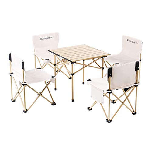 Outdoor -Klapptisch und Luftset, tragbare Campingluft -Eierrolle Aluminiumlegierung Camping -Picknicktisch mit 4 Lüftungen können im Freien für Barbecue -Picknick -Gartenparty verwendet werden, fügen von ZCCZJS