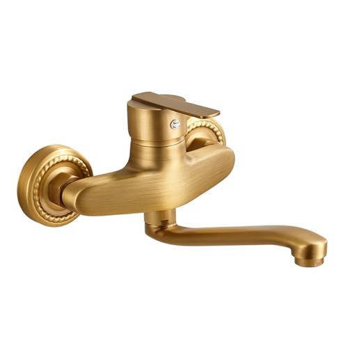 Wandmontierte Küchenspüle Wasserhahn antike Messing Wandmontierte Küchenarmatur Drehen-Antique Wandmontierte Küchenspüle Wasserhahn antike Messing Wandmontierte Küchenarmatur Drehen-Antique von ZCCZJS