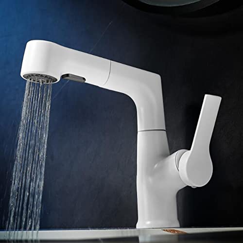Waschbecken Wasserhahn mit Auszugsspray Wasserhahn weißes Messing Retractable Multifunktions -Badarmaturen Waschbecken Wasserhahn mit Auszugsspray Wasserhahn weißes Messing Retractable Multifunktions -Badarmaturen von ZCCZJS