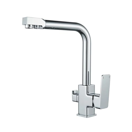 Wasserhahn, Küchenarmaturen Decks montiertem Mixer Tap 360 Rotation mit Filter Wasser Feature Mixer Tap Wasserhahn (Farbe: Silber, Größe: Schlauchgröße 3-8) von ZCCZJS