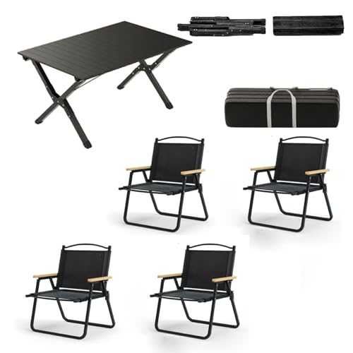 ZCCZJS 4 PCs Campingluft Set mit 1pc -Picknicktisch, tragbarem Klapptisch und sitzt ultraleichter Aluminiumfamilien -Tischluft -Set mit dem Tragetasche von ZCCZJS