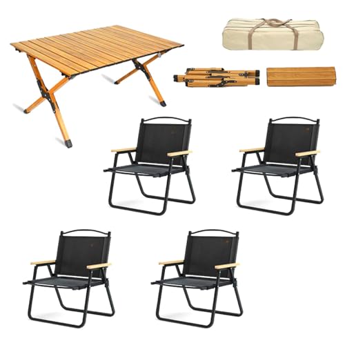 ZCCZJS 4 PCs Campingluft Set mit 1pc -Picknicktisch, tragbarem Klapptisch und sitzt ultraleichter Aluminiumfamilien -Tischluft -Set mit dem Tragetasche von ZCCZJS