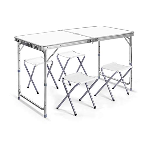 ZCCZJS Klapptisch mit 4 Airs Picknicktischluft Set Tragbare Höhe Einstellbarer Picknicktisch Innen- und Außentisch für Picknick -Camping -Barbecue, Single Tisch B B von ZCCZJS