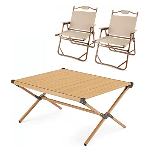 ZCCZJS Klapptisch und Airs Set, Outdoor -Pelz -Tisch und tragbare Faltbare Camping -Picknicktisch und Luft für Rasen Balkon Backyard Yard Bistro Apartment von ZCCZJS