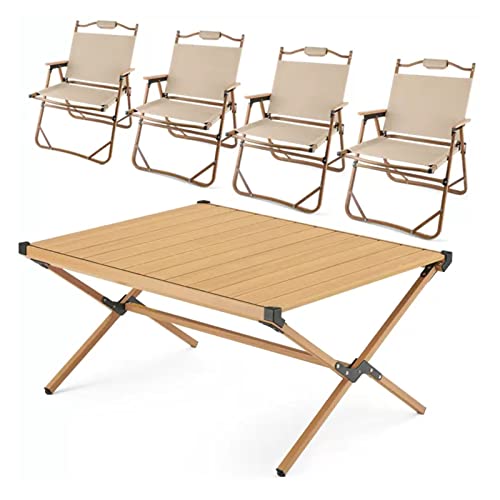 ZCCZJS Klapptisch und Airs Set, Outdoor -Pelz -Tisch und tragbare Faltbare Camping -Picknicktisch und Luft für Rasen Balkon Backyard Yard Bistro Apartment von ZCCZJS