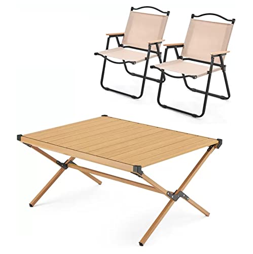 ZCCZJS Klapptisch und Airs Set, Outdoor -Pelz -Tisch und tragbare Faltbare Camping -Picknicktisch und Luft für Rasen Balkon Backyard Yard Bistro Apartment von ZCCZJS
