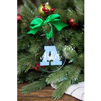 Urlaub Ornament Personalisierter Name Und Buchstabe Klares Acrylglas Look Moderne Weihnachtsdekoration Niedlich Für Kinder & Familie | Artikel von ZCDGifts