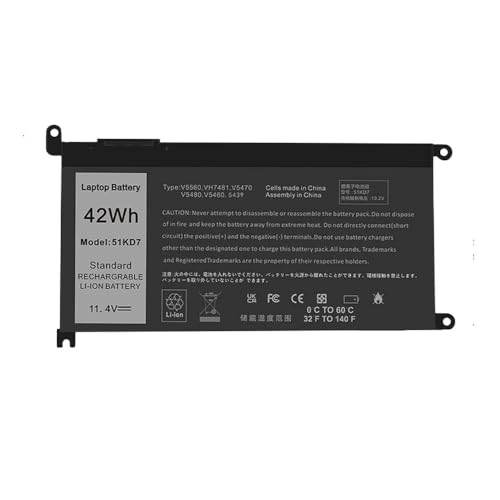 ZCDYGHU 51KD7 Laptop-Akku für Dell für Chromebook 11 3100 3180 3189 5190 3181 2-in-1 14 3400 Serie P28T001 Y07HK FY8XM 0FY8XM von ZCDYGHU