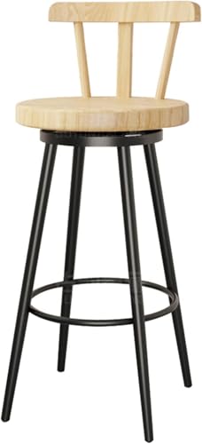 ZCEDZYSW 360° mechanischer Drehbarer Barstuhl, Heiminsel, Küche, Barhocker, Bankempfang, Holz, S, mit Holz (Holzfarbe, 75 cm) von ZCEDZYSW