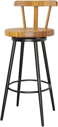 ZCEDZYSW 360° mechanischer Drehbarer Barstuhl, Heiminsel, Küche, Barhocker, Bankempfang, Holz, S, mit Holz (Teakfarbe, 65 cm) von ZCEDZYSW