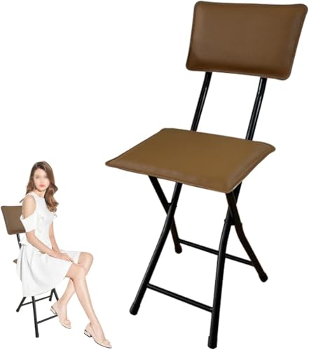 ZCEDZYSW 45,7 cm gepolsterter Klapphocker, quadratische, bequeme Rückenlehne, Küchenstuhl für Erwachsene mit faltbarem Design (Schwarzbraun) von ZCEDZYSW