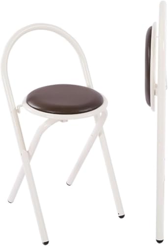 ZCEDZYSW 45,7 cm gepolsterter Klapphocker mit Rückenlehne, tragbarer, faltbarer Küchenstuhl, keine Montage und einfach zu verstauen (braun) von ZCEDZYSW