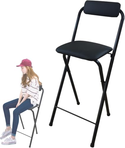 ZCEDZYSW 61 cm Klapphocker mit bequemer Rückenlehne, Metall gepolsterter Klappstuhl für Bar, Zuhause, Küche, von ZCEDZYSW