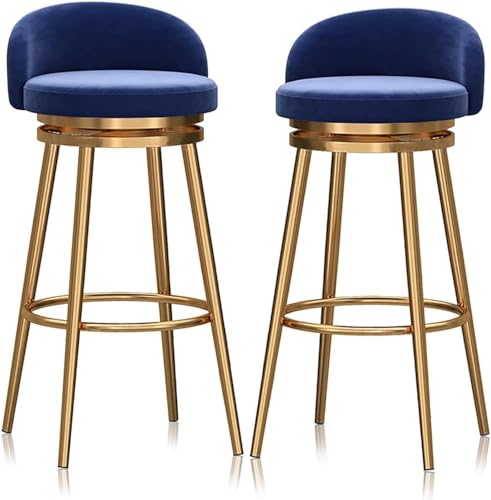 ZCEDZYSW Barhocker, 2er-Set, 360°-Drehstühle mit Samt gepolstert, Industrie-Stil für Küche (Blau-B, Sitzhöhe 65 cm) von ZCEDZYSW