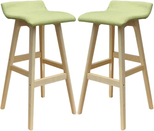 ZCEDZYSW Barhocker, 2er-Set, Frühstückshöhe aus Holz mit Baumwoll-Leinen-Stoff, Küche für Theke, Insel, Zuhause (F,Sitzhöhe 74 cm) von ZCEDZYSW