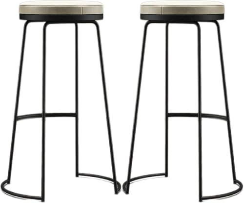 ZCEDZYSW Barhocker, 2er-Set, Küchentheke, feste Höhe, Metall, Frühstücks-Hochstühle für drinnen und draußen, mit PU-Leder (schwarz, 75 cm) von ZCEDZYSW