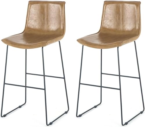 ZCEDZYSW Barhocker, 2er-Set, Kunstleder-Theke mit Fußstütze, Metallbeine, Frühstücksstühle für Küche (schwarz, 65 cm) von ZCEDZYSW