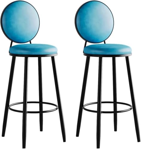 ZCEDZYSW Barhocker, 2er-Set, PU-Leder, Barhocker mit Rückenlehne, Barhocker mit Rückenlehne, gepolsterte Hochstühle, Braun, Höhe 65 cm (Blau, Höhe 75 cm) von ZCEDZYSW
