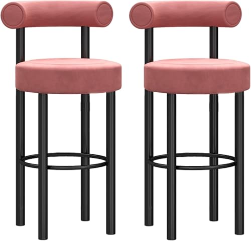ZCEDZYSW Barhocker, 2er-Set, Samt, Sitzhöhe mit Fußstütze für Frühstück, Küche, Insel, Kneipe, Rosa, 75 cm ZCEDZYSW Barhocker, 2er-Set, Samt, Sitzhöhe mit Fußstütze für Frühstück, Küche, Insel, Kneipe, Rosa, 75 cm von ZCEDZYSW