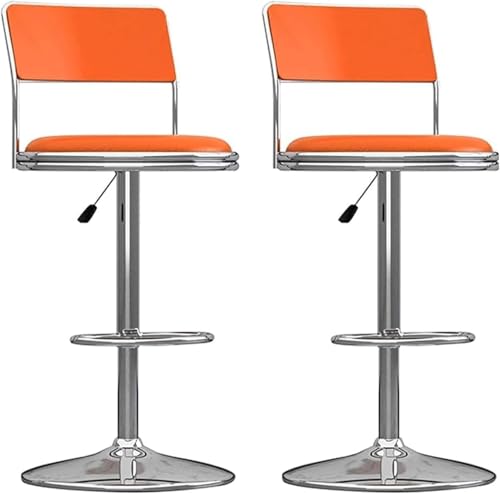 ZCEDZYSW Barhocker, 2er-Set, Thekenhocker, verstellbarer Drehstuhl mit quadratischer Rückenlehne, Hochhocker, PU-Leder, Esszimmer (Orange) von ZCEDZYSW