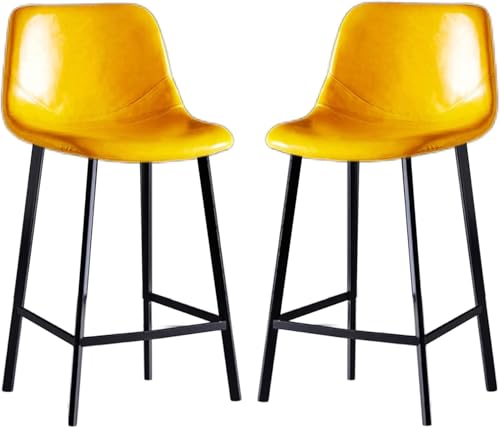 ZCEDZYSW Barhocker, 2er-Set, Thekenhöhe, Stuhl mit Rückenlehne und Kunstleder-Außensitz, fixiert für Zuhause, Küche (gelb, Sitzhöhe 65 cm) von ZCEDZYSW