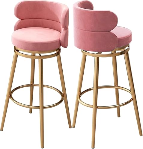 ZCEDZYSW Barhocker, 2er-Set, Thekenhöhe mit Rückenlehne, Samt-Kücheninsel mit Metallbeinen, Rosa, 75 cm ZCEDZYSW Barhocker, 2er-Set, Thekenhöhe mit Rückenlehne, Samt-Kücheninsel mit Metallbeinen, Rosa, 75 cm von ZCEDZYSW