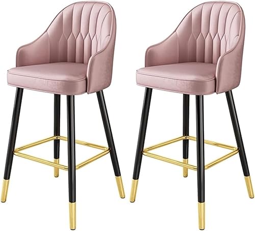 ZCEDZYSW Barhocker, 2er-Set, gepolsterte Theke mit Rückenlehne, Frühstück mit Armlehnen und Metallbeinen (Pink B, 83,8 cm) von ZCEDZYSW