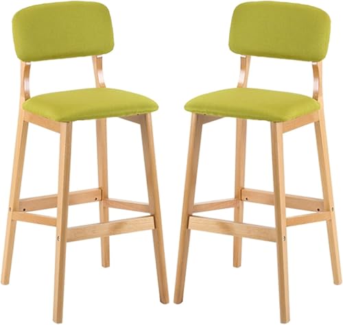 ZCEDZYSW Barhocker, 2er-Set, industrielle Kneipe aus Holz mit hoher Rückenlehne und Leinenpolsterung, armlose Höhe (D,Sitzhöhe 71 cm) von ZCEDZYSW