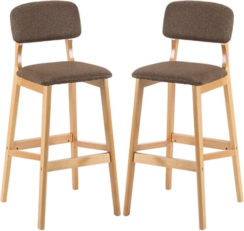 ZCEDZYSW Barhocker, 2er-Set, industrielle Kneipe aus Holz mit hoher Rückenlehne und Leinenpolsterung, armlose Höhe (H,Sitzhöhe 71 cm) von ZCEDZYSW