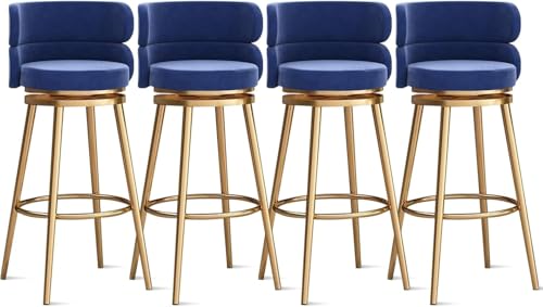 ZCEDZYSW Barhocker, 360°-Drehstuhl für Kneipen, Esszimmer, Set mit 1/2/3/4, Samthekenhöhe mit Rückenlehne (4 Stück, 75 cm) von ZCEDZYSW