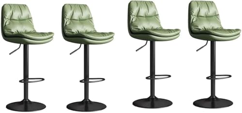 ZCEDZYSW Barhocker, 360 ° drehbar, aus Leder, für Küchentheke, Barstühle, verstellbare Höhe, 60–80 cm, Frühstückssamt (grün), 4 Stück von ZCEDZYSW
