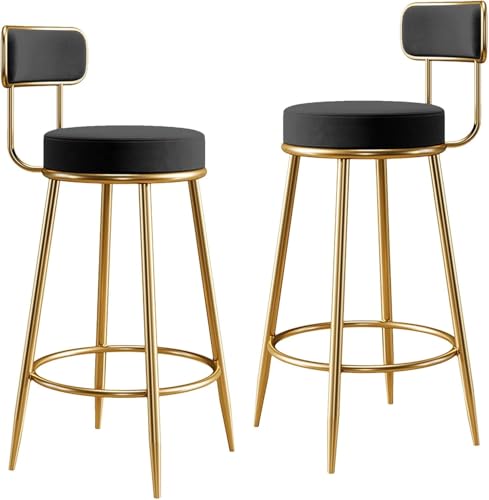ZCEDZYSW Barhocker, Barhocker, moderner Samt, elegante Thekenhöhe, Barhocker für Kücheninsel (schwarz) von ZCEDZYSW